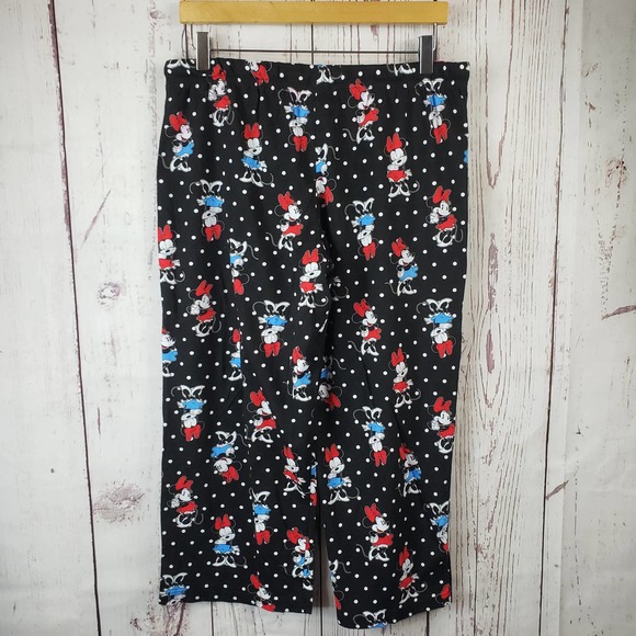 Disney Minnie Mouse Pajama Pants Juniors Size 11/13 Pull On Stretch Cotton Black - Picture 6 of 7